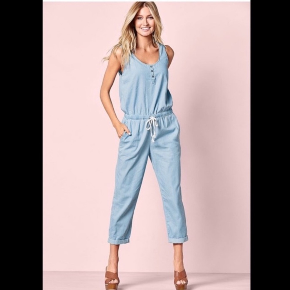 Denim chambray jumpsuit